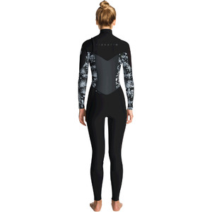 2019 Rip Curl Mulheres Flashbomb 4/3mm Chest Zip Wetsuit Preto / Cinza Wst7fs